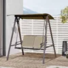 Outsunny 2 Seater Garden Swing Chair With Canopy - Brown - 84A-251BN