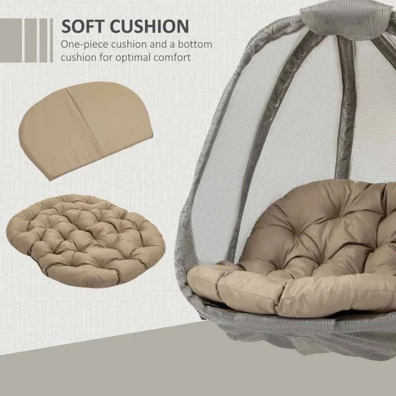 Outsunny Hanging Egg Chair With Cushion - Beige - 84A-207V70