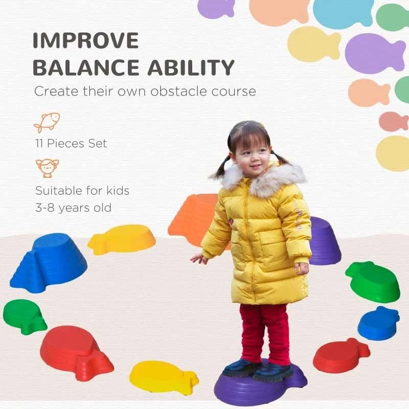 Outsunny 11 Piece Kids Balance Stepping Stones - 340-014 - Image 3