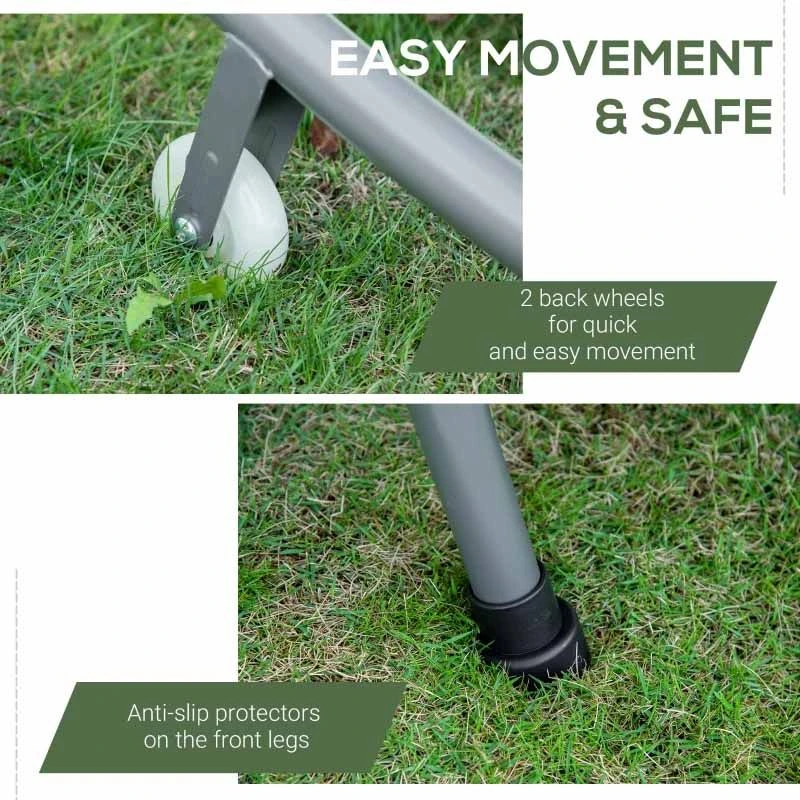 Outsunny Double Hammock Sun Lounger With Canopy - Cream White - 84B-174CW - Image 4