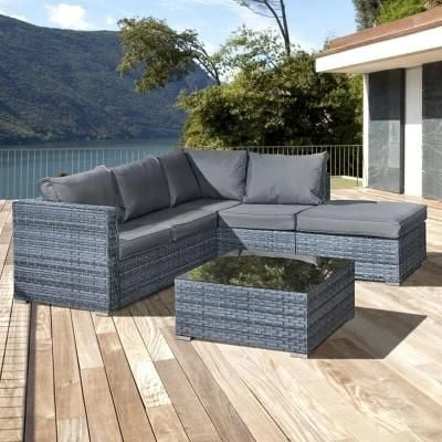 Oseasons® Aruba Rattan 5 Seater Corner Set - Ocean Grey - 106038