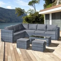 Oseasons® Aruba Rattan 8 Seater Corner Set - Ocean Grey - 106040