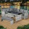 Oseasons® Fiji Rattan 8 Seater Corner Dining Set - Dove Grey - 106045