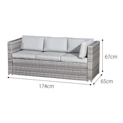 Oseasons® Acorn Rattan 6 Seater Corner Sofa Set - Dove Grey With Off-White Cushions - 106426 - Image 3