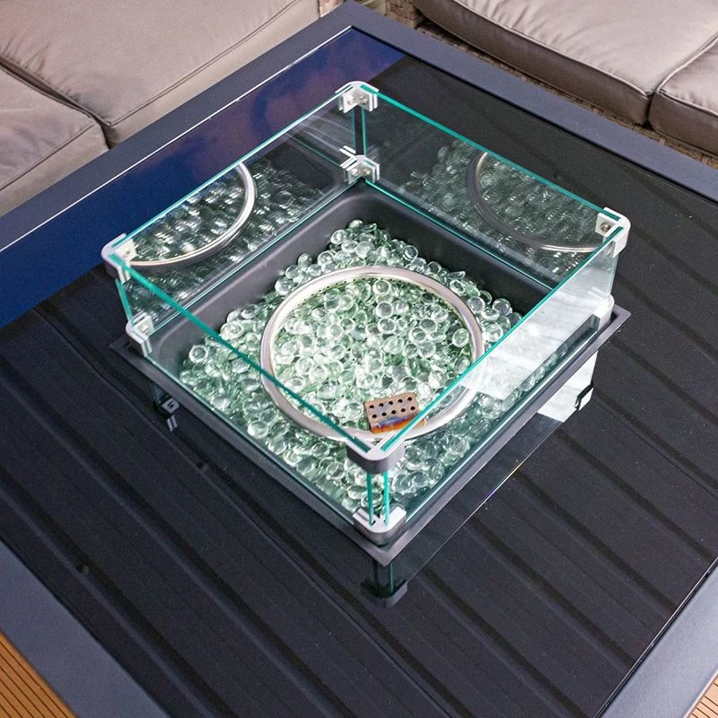 Royal Fire™ Cancun Rattan Square Gas Fire Table In Dove Grey - 106464 - Image 3