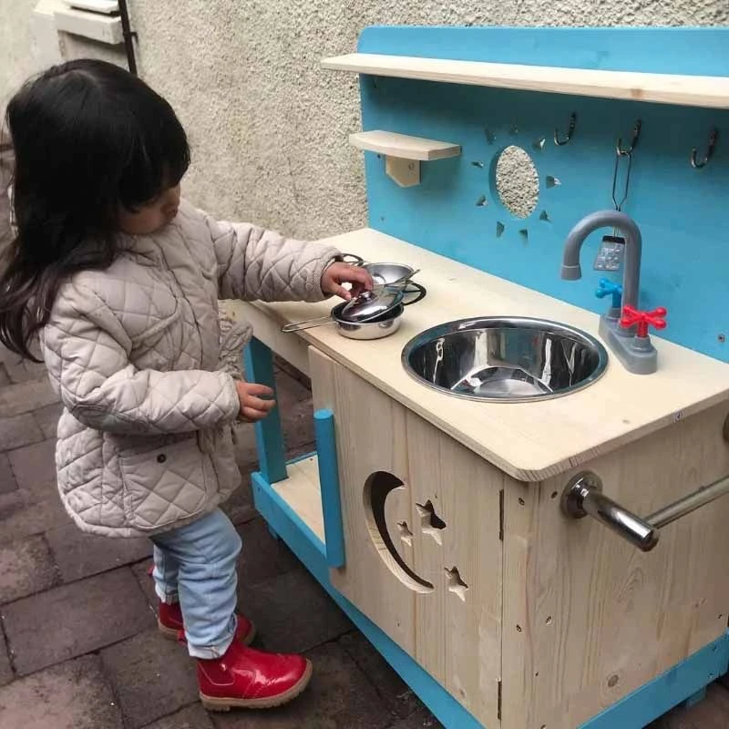 Outsunny Kids Kitchen Playset With Pretend Pots And Pans - 350-086 - Image 3