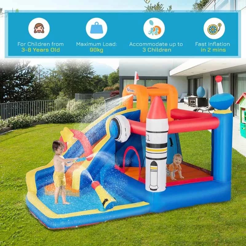 Outsunny 5 In 1 Kids Inflatable Bouncy Castle - 342-051V70 - Image 3