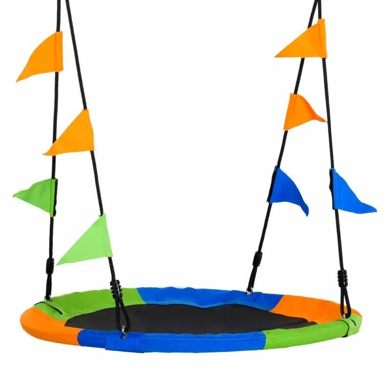Outsunny Colourful Saucer Tree Swing For Kids With Adjustable Rope - Blue / Green / Orange - 344-031 - Image 3