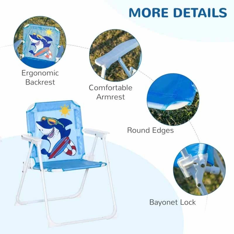 Outsunny Kids Picnic & Table Chair Set - Shark Design - Blue - 312-066BU - Image 4