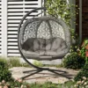 Outsunny Double Hanging 2 Seater Egg Chair - Sand Brown - 84A-266V70SD