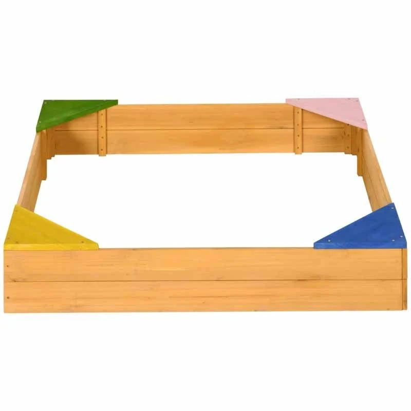 Outsunny Kids Wooden Sand Pit With Four Seats - 343-058V00ND - Image 3