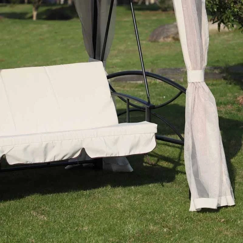 Outsunny 2-in-1 Convertible Gazebo Swing Chair - Cream White - 84A-102 - Image 3