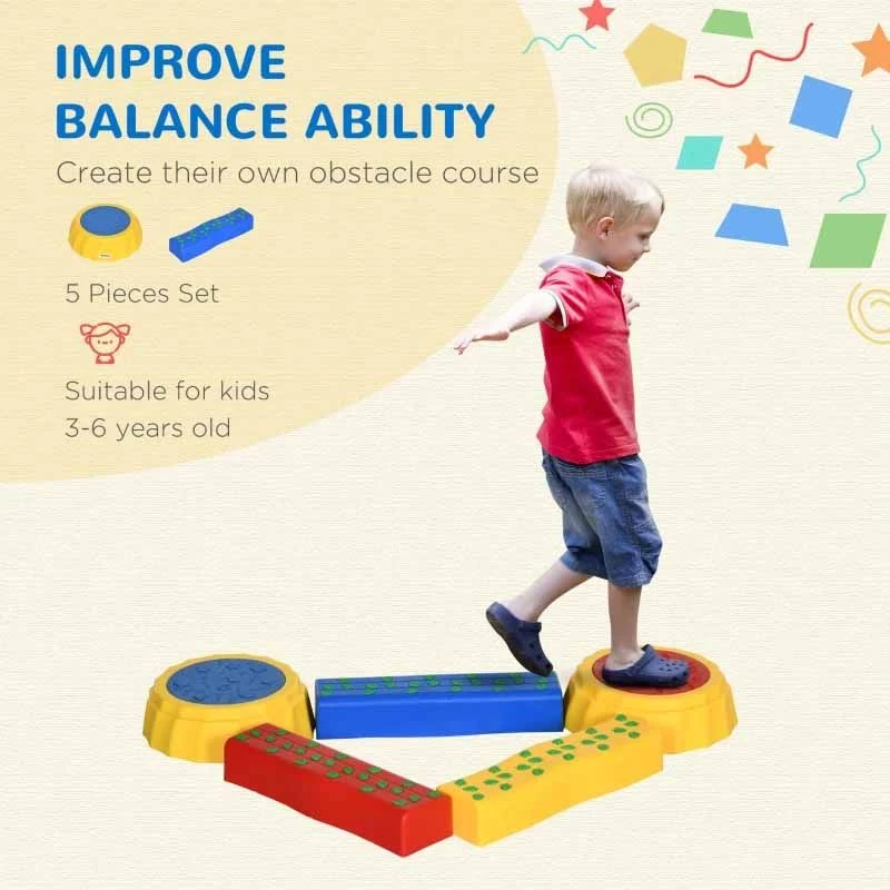 Outsunny 5 Piece Kids Balance Beam & Balance Bridge - 347-002V00MX - Image 3