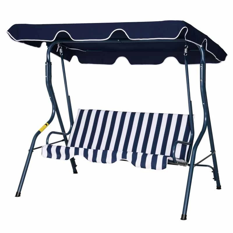 Outsunny 3-Seater Metal Swing Chair - Blue - 84A-118BU - Image 5