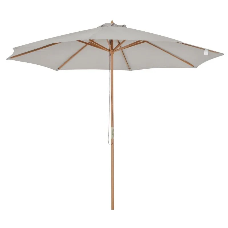 Outsunny 3m Fir Wooden Parasol - Grey - 840-065GY - Image 2