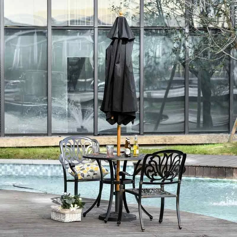 Outsunny 2.5m Wood Parasol - Black - 84D-056BK - Image 3
