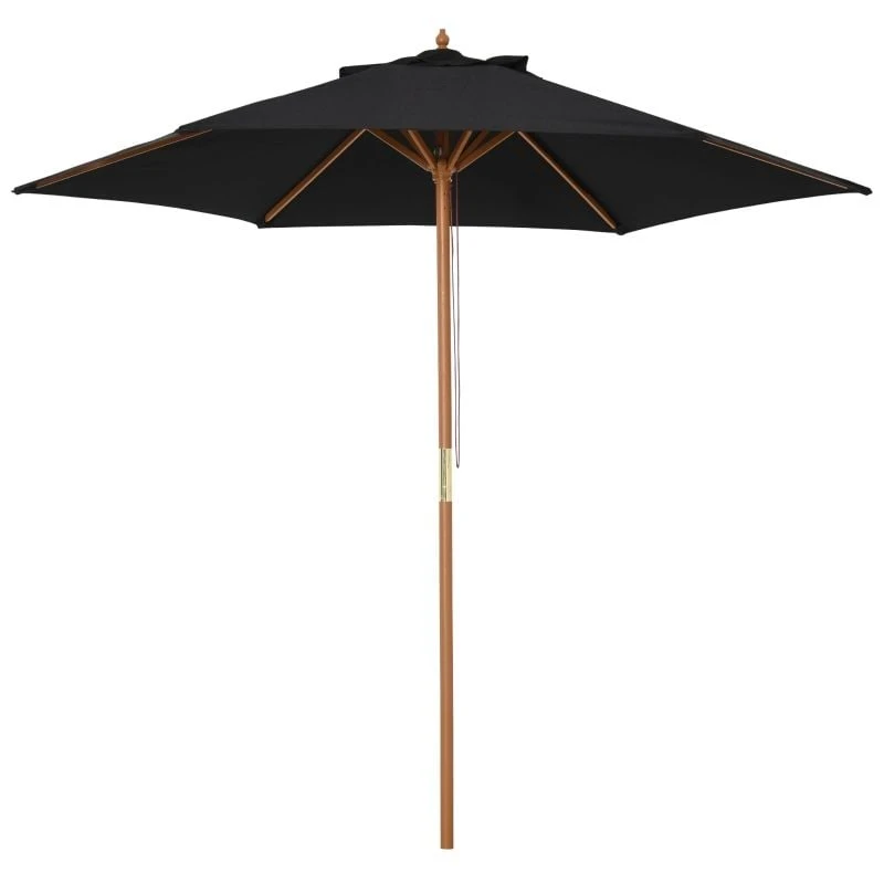 Outsunny 2.5m Wood Parasol - Black - 84D-056BK - Image 10