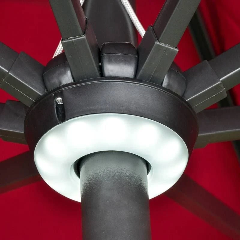 Outsunny 2.7m Parasol With LED Solar Light - Red - 84D-105WR - Image 4