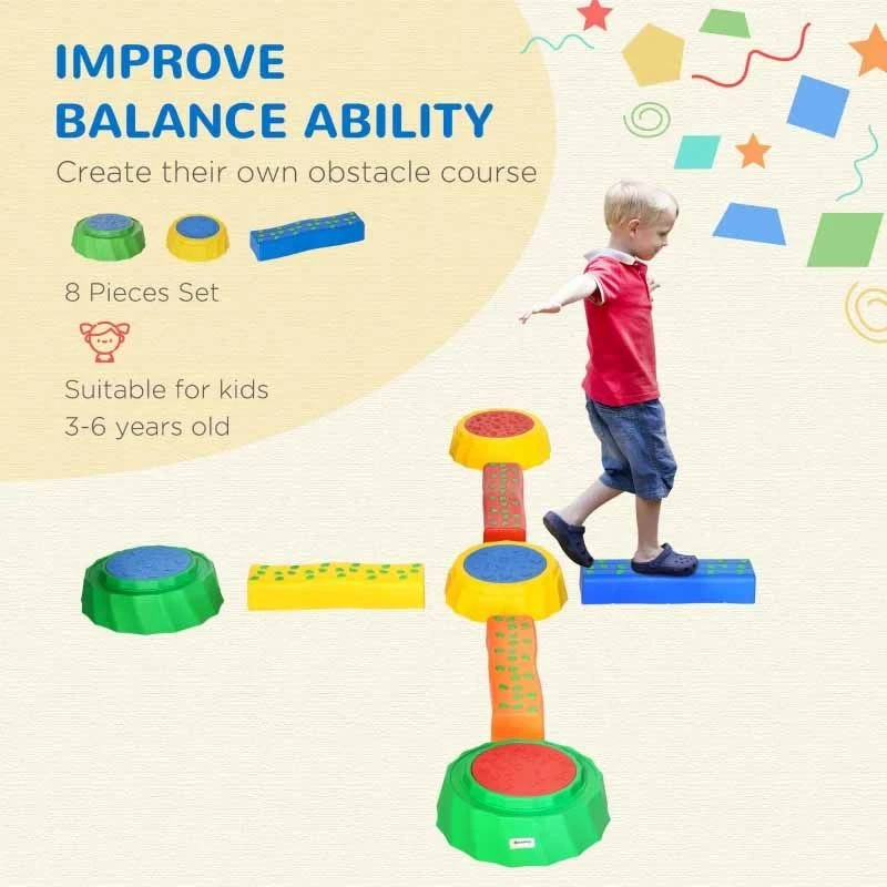 Outsunny 8 Piece Kids Balance Beam & Balance Bridge - 347-003V00MX - Image 5