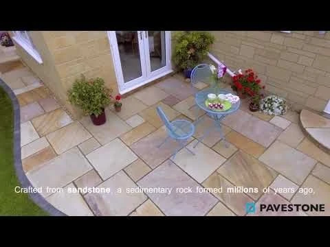 Pavestone Classic Sandstone Mixed Size Pack 22mm Slab Paving Pack Of 64 - Golden Fossil - Image 3