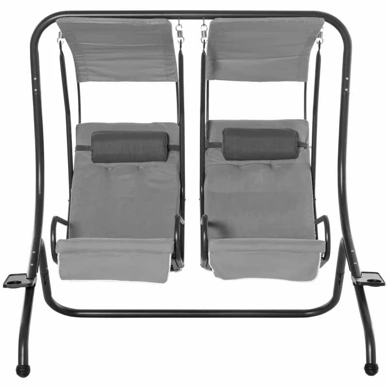 Outsunny 2 Seater Separate Canopy Swing Chair - Grey - 84A-052V70