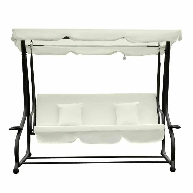 Outsunny 2-in-1 Convertible Garden Swing Chair - Cream White - 84A-051CW
