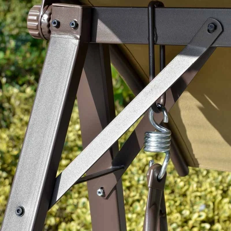 Outsunny 2 Seater Garden Swing Chair With Canopy - Brown - 84A-251BN - Image 4