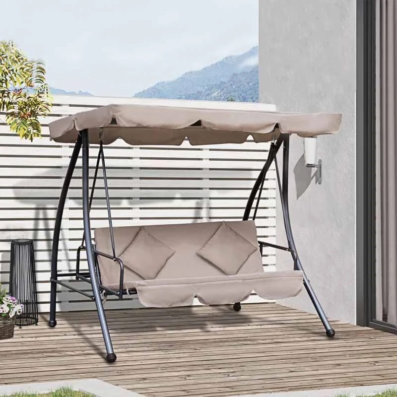 Outsunny 2 In 1 Garden Swing Chair - Beige -84A-062 - Image 5