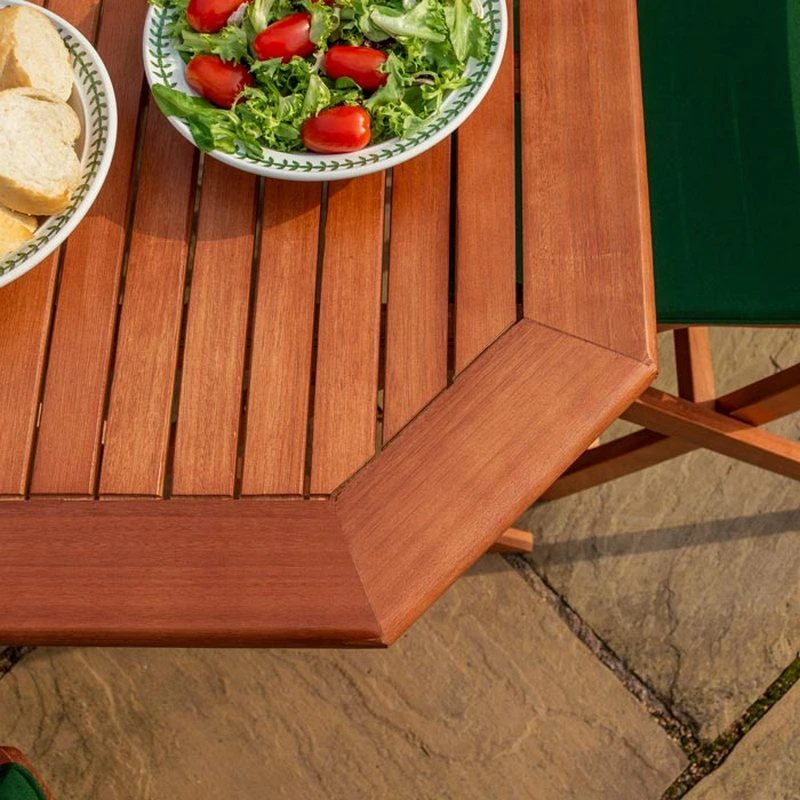 Rowlinson Plumley 9 Piece Dining Set With Green Cushions + Green Parasol & 15kg Base - BPGRNP27GN - Image 4