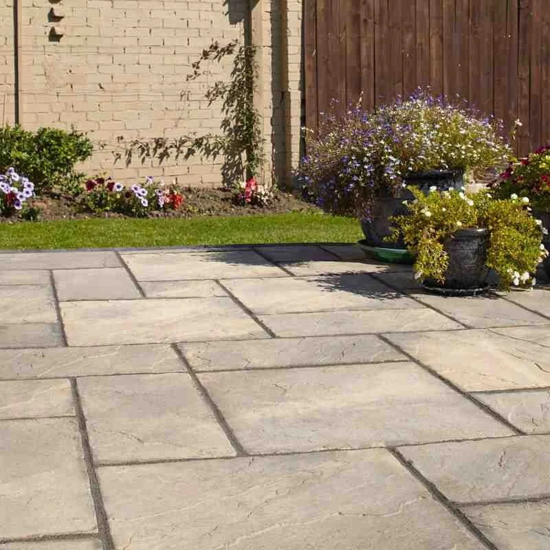 Brett Bronte Garden Paving Rectangular Flag B 600x600x32mm Pack Of 32 - Weathered Buff - BR0032WB - Image 2