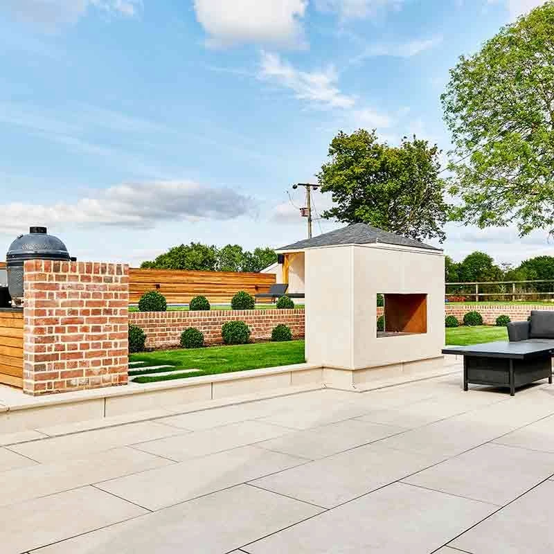 Brett Eden Limestone Porcelain Paving Square 20mm Flags Pack Of 45 - Cream - EDLIS20CR