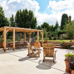 Brett Eden Limestone Porcelain Paving Square 20mm Flags Pack Of 45 - Fawn - EDLIS20FA