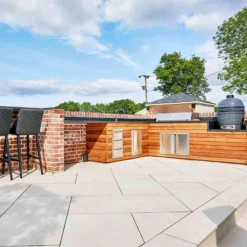 Brett Eden Limestone Porcelain Paving Rectangular 20mm Flags Pack Of 36 - Cream - EDLIV20CR