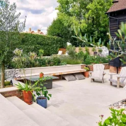 Brett Eden Limestone Porcelain Paving Rectangular 20mm Flags Pack Of 36 - Fawn - EDLIV20FA