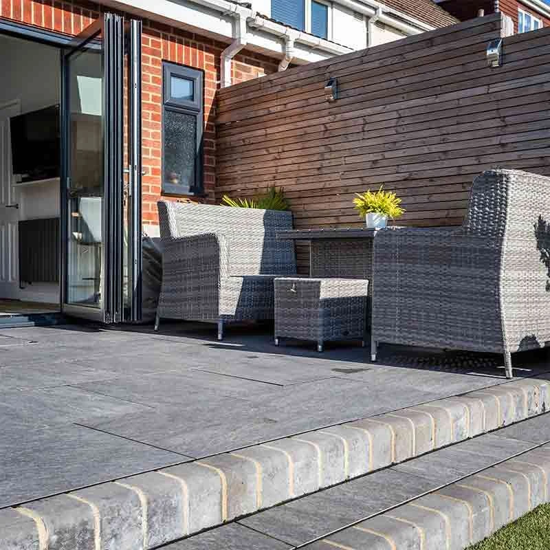 Brett Geoceramica® Fiordi Porcelain Paving Square 40mm Flags Pack Of 28 - Fumo - GCFB40FU