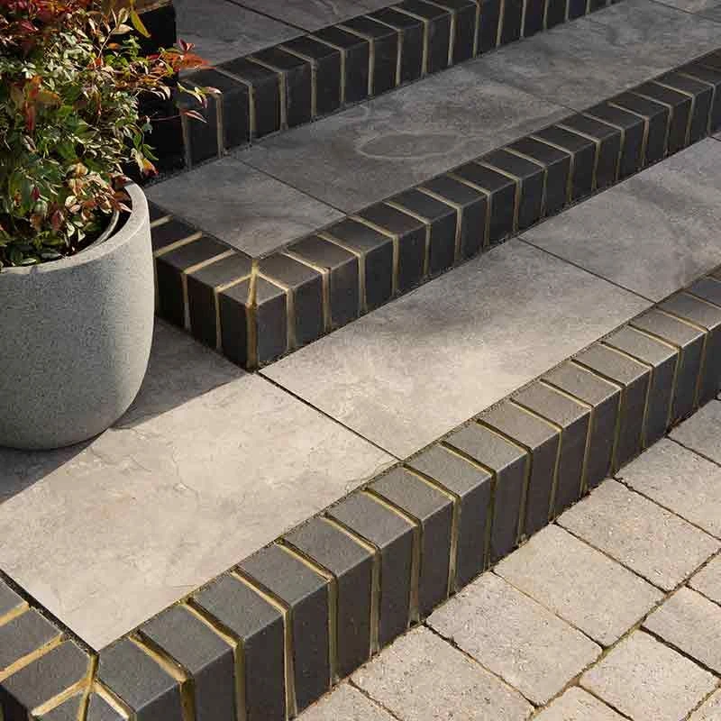 Brett Geoceramica® Marmostone Porcelain Paving Square 40mm Flags Pack Of 28 - Grey - GCMB40GY