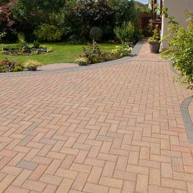 Brett Omega Block Paving Rectangular 50mm Brick Pack Of 488 - Autumn Gold - OM50AG