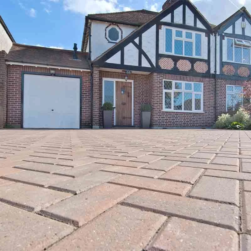 Brett Omega Block Paving Rectangular 80mm Brick Pack Of 308 - Burnt Oak - OM80BO