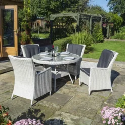 Rowlinson Prestbury 4 Piece Dining Set - Grey - PRESET4