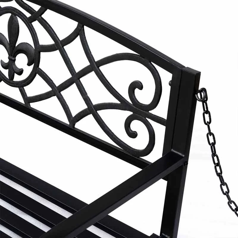 Outsunny Designer Metal Porch Swing Chair - Black - 84A-064 - Image 2