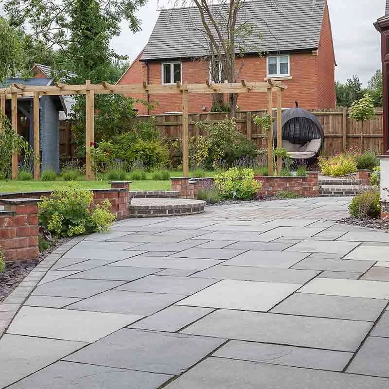 Brett Rippled Limestone Natural Stone Mixed Size Packs 22mm Patio Pack Of 48 - Mystic Sky - LMLPMS