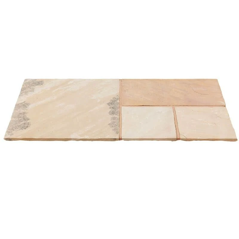 Brett Riven Sandstone Garden Natural Stone Square 22mm Pack Of 40 - Fossil Mint - SSBFM