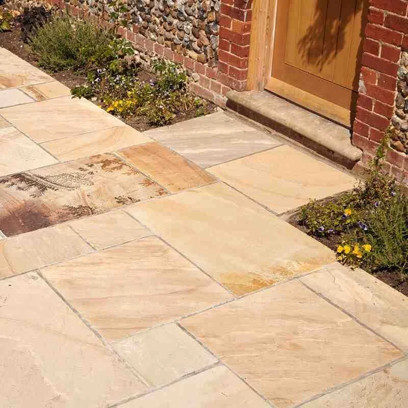 Brett Riven Sandstone Garden Natural Stone Square 22mm Pack Of 40 - Fossil Mint - SSBFM - Image 2