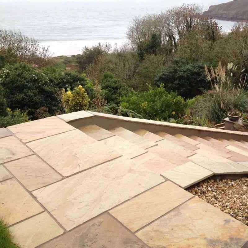 Brett Riven Sandstone Garden Natural Stone Square 22mm Pack Of 40 - Fossil Mint - SSBFM - Image 3