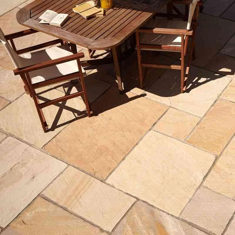 Brett Riven Sandstone Garden Natural Stone Square 22mm Pack Of 40 - Fossil Mint - SSBFM - Image 4