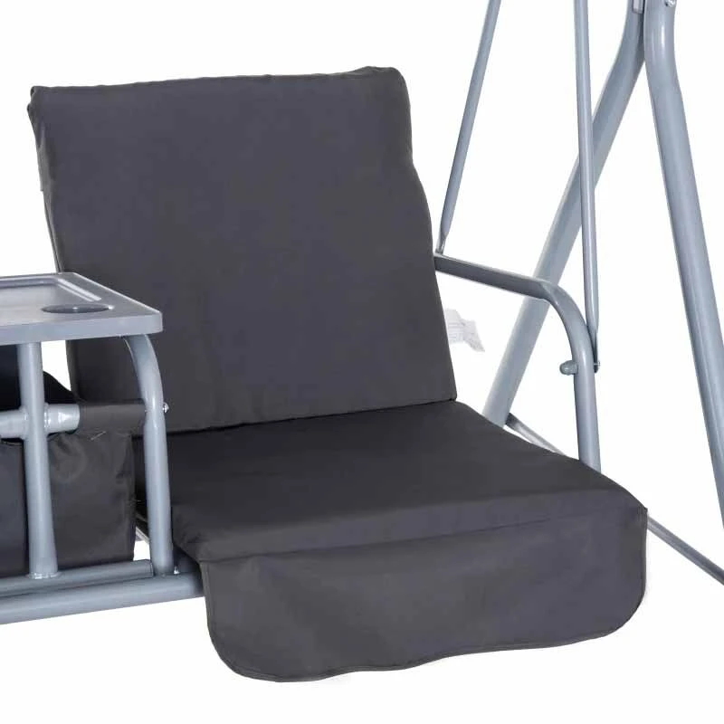 Outsunny 2-Seater Swing Chair With Table - Grey - 84A-057V70 - Image 3