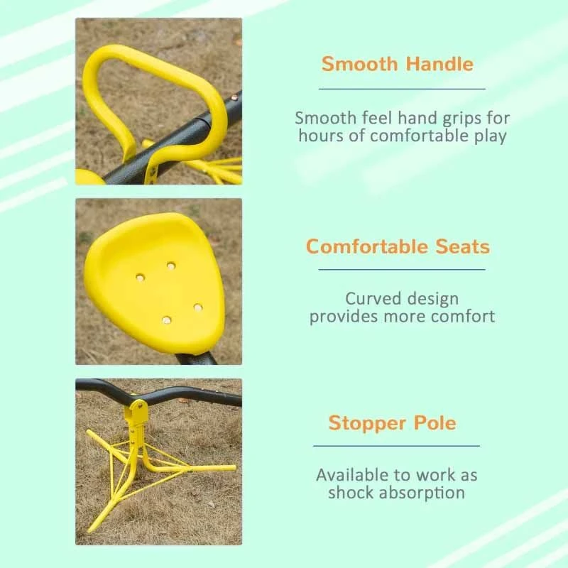 Outsunny 360° Rotating Seesaw For Kids - Yellow - 344-006YL - Image 5