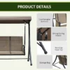 Outsunny 3 Person Porch Swing Chair With High Back - Brown - 84A-110V01
