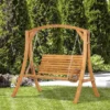 Outsunny 2 Seater Pine Wood Garden Swing Chair - Brown - 84A-219