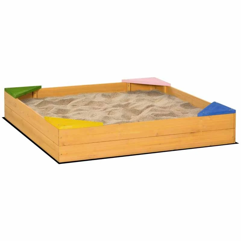 Outsunny Kids Wooden Sand Pit With Four Seats - 343-058V00ND - Image 5